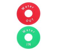 PENIKOKO 2pcs Water Valve Reminder Labels Red and Green Classification Tags Plastic Water Inlet and Outlet Signs for Valve Identification
