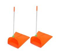 PENIKOKO 2pcs Windproof Foldable Trash Bag Dustpan with Handle Heavy Duty Portable Outdoor Leaf Collector for Garage and Home Cleanup Anti-Scattering Fabric Dustpan Orange