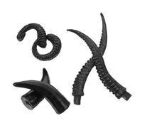 PENIKOKO 3 Pairs Artificial Animal Horns Lightweight Plastic Faux Sheep Antelope Ox Horns for Halloween Cosplay Costume Design Photo Props and DIY Creative Workshops