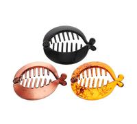 PENIKOKO 3 Pcs Resin Banana Hair Clips Set Fishtail Hair Clip Combs with Strong Hold for Women in Black Brown and Dark Coffee