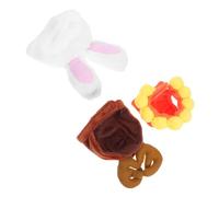 PENIKOKO 3pcs Adjustable Soft Polyester Pet Party Hats with Bunny Ears Sunflower Antlers for Small Dogs Cats Kitten Headgear Cute Warm Cap for Holiday Celebrations Everyday Use