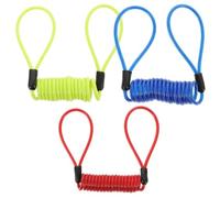 PENIKOKO 3pcs Bike Disc Lock Reminder Cables Set with Steel Safety Cable Lock for Bicycle Security Red Yellow Blue Visual Reminder for Cycling Accessories