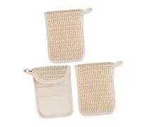 PENIKOKO 3pcs Exfoliating Soap Bags with Drawstring Cotton Linen Mesh Pouches for Bath Shower Deep Cleansing Body Scrubber Pads Natural Soap Saver for Travel Home Use