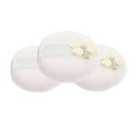 PENIKOKO 3pcs Fluffy Four Leaf Shamrock Powder Puff Washable Velour Makeup Applicators for Loose and Comfortable Face Pads with Decorative Embroidery