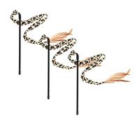 PENIKOKO 3Pcs Lightweight Cat Teaser Rods with Leopard Interactive Cat Plaything for Indoor Exercise and Stress Relief Durable Kitten