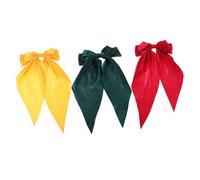 PENIKOKO 3pcs Satin Large Hair Bow Clips with Long Tails Lightweight French Barrettes for Women and Hold Elegant Red Yellow Green Hair Accessories for Weddings and Daily Wear