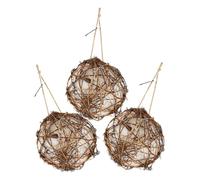 PENIKOKO 3pcs Spherical Hummingbird Nest for Garden Filled with Bird Nest Materials Creative Three-piece Wooden Cotton Design Convenient for Hanging and Placement Indoor Courtyard Gardens