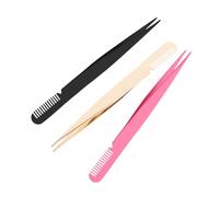 PENIKOKO 3pcs Stainless Steel Lash Tweezers with Comb for False Eyelash Application Precision Lashing Tool in Gold Black Rose Red Portable Eyelash Curler and Separator for Women