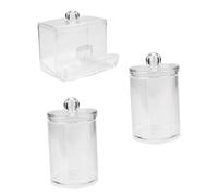 PENIKOKO 3pcs Transparent Cotton Swab Storage Boxes with Dustproof Lid Compact Round Makeup Organizer for Cotton Pads Floss and Small Bathroom Items Space-saving Holder for Neat Cosmetic