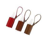 PENIKOKO 3sets Portable Empty Bottle with PU Keychain Case Spray Design for Liquids Transparent Essence Bottles Brown Red Khaki for Travel Camping Daily Use