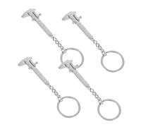PENIKOKO 4 pcs Small Vernier Caliper Keychain Portable Mini Metal Measuring Tool Pendant for Men Compact Zinc Alloy Keyring with Vintage Design Practical for Everyday Use