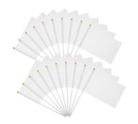 PENIKOKO 48PCS Hand-cranked White Commanding Referee Flags with Flagpoles Polyester Plastic Material for Racing Sporting Events Parties and Community Use