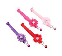 PENIKOKO 4Pcs Adjustable Pet Flower Collar with Bell for Dogs and Cats Lightweight Decorative Neck Ornament with Metal D Buckle Puppy Necklaces for Parties and Holidays