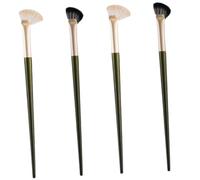 PENIKOKO 4Pcs Angled Nose Contour Brushes for Makeup Blending and Highlighting Ergonomic Half Fan Shape with Mixed Black and White Bristles Cosmetic Tool for Precise Nose and Eye Shadow