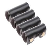 PENIKOKO 4pcs Black Razor Head Protective Sheath for Manual Double Edge Safety, Portable and Easy One-hand Operation, Made of Synthetic Leather and Iron, for Daily Bathroom Use and Travel