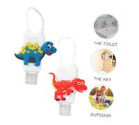 PENIKOKO 4pcs Cartoon Pattern Portable Silicone Hand Bottles Refillable Containers with Detachable Rope for Travel School Outdoor Use
