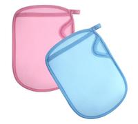 PENIKOKO 4pcs Children’s Skin Scrubbing Mitts Exfoliating Shower Gloves Soft Bathing Mittens with Blue and Pink Colors for Gentle Bath and Sensitive Skin Care