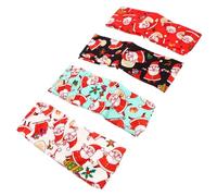 PENIKOKO 4Pcs Christmas Elastic Headbands Santa Reindeer Print Fitness Hair Bands for Yoga Running and Daily Wear Comfortable Durable