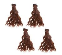 PENIKOKO 4pcs DIY Doll Wig Curls Hair Extensions High Temperature Silk Handcraft Doll Accessories for Creative Dress Up Coffee Color