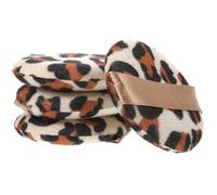 PENIKOKO 4Pcs Leopard Print Large Round Powder Puff Set Soft Fluffy Makeup Applicators for Face Powder Makeup Tools for Women and Travel Use