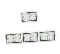 PENIKOKO 4pcs Luminous Car Clock for Dashboard Compact Auto Stick Analog Clock with Elegant Silver Finish Night Visible Interior Timepiece for Vehicles