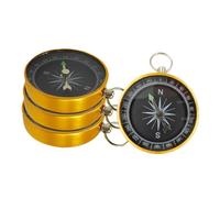 PENIKOKO 4pcs Mini Pocket Compass Keychain Set Gold Aluminum Alloy Small Compass for Hiking Backpacking Outdoor Navigation Survival Use and Adults