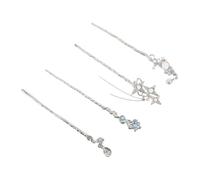 PENIKOKO 4pcs Moonstone Hair Sticks for Buns Lightweight Metal French Hairpins Updo Accessories for Women Chinese Hanfu Vintage Style