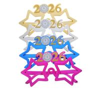 PENIKOKO 4pcs Party Glasses Lightweight Creative Number Eyewear for Year's Eve Celebrations Photo Booth Props with Colors Gold Silver Blue Fun Holiday Accessories for Family and Friends
