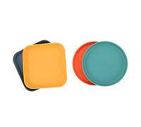 PENIKOKO 4pcs Pet Feeding Bowls Set for Cats and Small Dogs, Shallow Square and Round Food Plates for Wet Food and Snacks, Plastic Bowls for Indoor Use