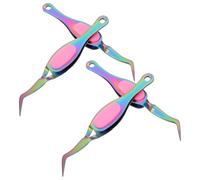 PENIKOKO 4pcs Precision Stainless Steel Tweezers Curved Bent Fine Point Cross Locking Self-Closing Grip for Jewelry DIY Electronics Lab Work