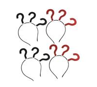 PENIKOKO 4pcs Question Mark Hair Loop Headbands, Black and Red Punctuation Mark Hair Accessories for Festival Party, Creative Headdress Props for Women and Girls
