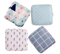 PENIKOKO 4pcs Sanitary Napkin Storage Bags Cotton Cloth Portable Multi Function Small Pouch for Feminine Products Period Pad Organizer with Assorted Patterns
