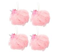PENIKOKO 4pcs Shower Loofah Unicorn Bath Sponge Soft Mesh Pouf for Body Cleaning Gentle Exfoliating Cartoon Animal Shapes Bath Accessories for Boys
