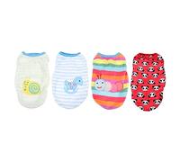PENIKOKO 4Pcs Small Dog Cartoon Flannel Vest Warm and Comfortable Pet Clothes for Puppies and Cats Adorable Decorative Costume with Panda Caterpillar Horse and Snail Patterns Xs