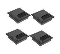 PENIKOKO 4pcs Square Cable Grommet Desk Wire Hole Covers with Brush Abs Black Desk Cable Management for Home Office Rounded Corners Safe Wire Pass-through Easy Installation