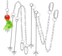 PENIKOKO 4Pcs Stainless Steel Chicken Veggies Chain Feeder Hanging for Chicks Fruit Skewer Poultry Food Feeder Accessories for Chicken Coop