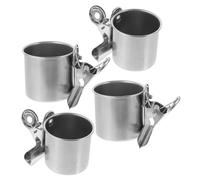 PENIKOKO 4pcs Stainless Steel Parakeet Feeder Bowls with Clamp for Cage, Medium Bird Food and Water Holder Cups with Perch Stand, Suitable for Parrots and Small Birds