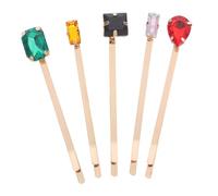 PENIKOKO 5 Pcs Clip Set Shaped Clips Rhinestone Bobby Hairpins Vintage Jewel Retro Bobby Pin Gold Hair Pins for Women Styling U Fancy Woman Ladies