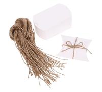 PENIKOKO 50 pcs Paper Pillow Boxes with Ropes Small Candy Wrapping Boxes for Festivals Parties Weddings Lightweight Sturdy Rustic Design Easy to Store and Carry