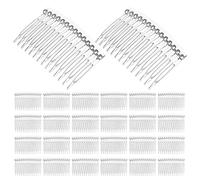 PENIKOKO 50pcs Clear Plastic Hair Side Combs Teeth Fine Tooth Small Decorative Headpiece Combs for Women Bridal Wedding Veil Updo Bun Maker Accessories