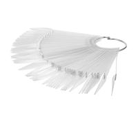 PENIKOKO 50PCS Fan Shaped Nail Practice Tips Transparent Plastic Nail Art Display Color Palette for Manicure Training