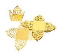 PENIKOKO 50pcs Gold Hollow Out Wedding Candy Boxes with Chocolate Truffle Wrappers and Paper Liners Elegant Flower Favor Boxes for Party Decorations Birthdays Bridal Showers and Holiday