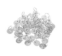 PENIKOKO 50pcs Hollow Stainless Steel Number Tags with Round Metal Rings Weatherproof Scratch Resistant Key Cabinet Tags for Organized Key Chains and Outdoor Use