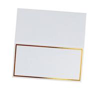 PENIKOKO 50PCS White Pearl Paper Place Cards with Gilt Edge Blank Table Name Cards for Wedding Engagement Party Banquet Decorations DIY Guest