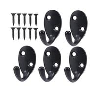 PENIKOKO 5pcs Black Zinc Alloy Single Wall Hooks with Screws Strong Screw Mounted Coat and Towel Hangers for Bathroom Toilet Dressing Multifunctional Wall Mounted Hanging Hooks
