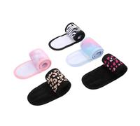PENIKOKO 5pcs Breathable Fitness Headbands Printed Hairbands for Makeup Yoga Sports Face Washing Stylish Spa Facial Head Wraps with Zebra Leopard Heart Rainbow Designs