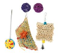 PENIKOKO 5PCS Chicken Treat Ball Kit Hanging Bird Cage Set with Bamboo Corn Stalks Loofah Shredder for Parrots and Pet Chickens Fun Mood-boosting Accessories for Hens and Birds Random Color