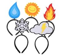 PENIKOKO 5pcs Creative Party Hair Accessories Soft Felt Headbands with Flame Water Drop Sun Cloud for Adults Birthday Holiday Decorations