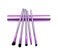 PENIKOKO 5pcs Eyeshadow Brush Set with Long Handle for Women, Aluminium and Wood Material, Soft Fibre Bristles, for Daily and Professional Use