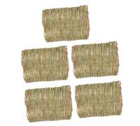 PENIKOKO 5Pcs Natural Woven Grass Mat for Rabbits and Small Animals Chew Bed for Guinea Pig Bunny Bedding Pad Healthy Teeth Cleaner Durable Small Pet Mat